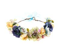 Lofruiin Corona da donna in stile pastorale con rose, regolabile, corona di fiori di rosa per feste in spiaggia (B - blu)