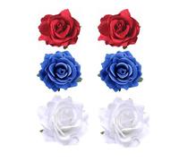 Lofruiin Fermaglio per capelli da donna, 6 pezzi, vintage, elegante, con rosa, con spilla, per feste, viaggi, festival (rosso scuro, blu reale, bianco)