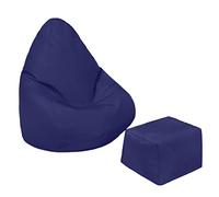 Loft 25 Kids Bean Bag Gamer Chair, Mobili Resistenti all'acqua per Pouf Bambini, Seduta BeanBag per all'aperto e Interno, Design Ergonomico Pouf Poltrona (Bean Bag + Poggiapiedi, Blu Marina)