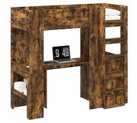 Loft Bed with Desk for Small Rooms Space Saving Design, Single Bed Frame with Safety Rail and Ladder, Study Desk with Shelves Included, Engineered Wood Durable Construction, Colour 193x80x175 cm