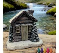 Log Cabin Incense Burner with Chimney, Resin Snow Scene Small & Realistic, with 60/120 Incense Sticks, Create a warm atmosphere, Enjoy a Quiet Moment, for Family, Yoga, ETC (with 120 incense sticks)