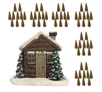 Log Cabin Incense Burner with Smoking Chimney, Lovely Log Cabin Incense Burner, Mini Snowy Winter Chimney Cottage, Ash Catcher for Home Decor, Home Tabletop Christmas Decor, Yoga Essentials (MAX)
