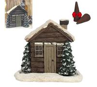 Log Cabin Incense Burner with Smoking Chimney, Lovely Log Cabin Incense Burner, Mini Snowy Winter Chimney Cottage, Ash Catcher for Home Decor, Home Tabletop Christmas Decor, Yoga Essentials (1set)