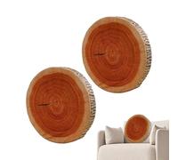 Log Pillow, Tree Trunk Round Cushion, Realistic Wood Print Soft Support, 2 Piece, Natural Brown, Plush Foam Core for Living Room, Bedroom, Tent, Hotel, Camping, Home Decor