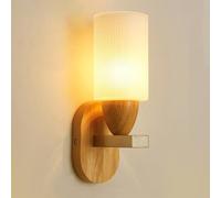 Log Style Wall Sconce Lighting Lamps Indoor Wooden Wall Lights Fixture Night Lamp Cylindrical Glass Wall Sconce for Living Room Bedroom Hallway Kitchen E27 Base