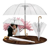 LOGAN & BARNES Ombrello Trasparente a Cupola, Ø 120 cm, per 2 Persone - Grande Ombrello trasparente pioggia da Cerimonia, Matrimonio ed Eventi, Resistente al Vento - Modello CARDIFF