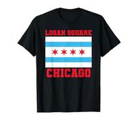 Logan Square Chicago Illinois Flag 773 312 - Piatto Fondo per Pizza Maglietta