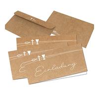 Logbuch-Verlag 10 biglietti d'invito per battesimo, comunione, cresima, biglietti di invito con busta, effetto carta kraft, calice, croce, pesce, DIN lungo