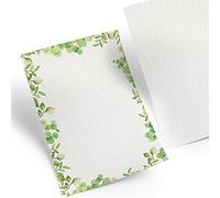 Logbuch-Verlag 100 fogli A4 stampati in bianco con decorazioni in eucalipto verde - ideale come carta per inviti lettere menu - matrimonio battesimo comunione feste