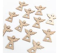 Logbuch-Verlag 12 angeli in legno oro glitter - circa 4 cm - Decorazione a forma di angelo con cuore - angelo custode per Natale, matrimonio, battesimo, comunione, decorazione da tavolo e confezione