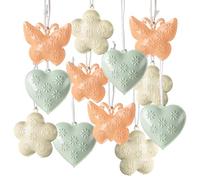Logbuch-Verlag 12 ciondoli primaverili shabby chic farfalla cuore fiore arancione bianco verde pastello Primavera Pasqua decorazione matrimonio battesimo festa appendere metallo lamiera