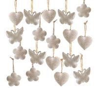 Logbuch-Verlag 18 ciondoli in metallo beige crema farfalla cuore fiore decorazione primavera Pasqua ciondolo 4 cm