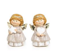 Logbuch-Verlag 2 piccoli angeli custodi di Natale con cuore e stella, regalo per bambini, amici, colleghi, Natale, 7,5 cm