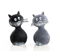 Logbuch-Verlag 2 piccoli gatti statuette grigio + nero 9 cm - figure animali da appoggiare - statuette di gatto come regalo decorativo