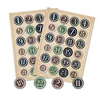 Logbuch-Verlag 2 x 24 adesivi per calendario dell'Avvento, in stile vintage, beige, marrone, verde, adesivi con numeri da 4 cm, per fai da te per calendario dell'Avvento fai da te