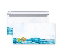 Logbuch-Verlag 25 buste lettere inviti pesce arcobaleno originale striscia adesiva battessimo comunione compleanno colorato mare