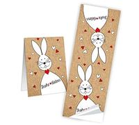 Logbuch-Verlag 25 etichette con scritta in lingua tedesca "Frohe Ostern", colore rosso e bianco, con coniglietto pasquale 5 x 14,8 cm