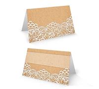 Logbuch-Verlag 25 segnaposto targhetta tavolo carta pizzo eleganti beige nome matrimonio cresima comunione battesimo laurea shabby chic
