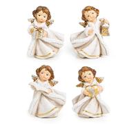 Logbuch-Verlag 4 piccole figure di angeli natalizi, angeli custodi, regalo di Natale, compleanno, oro crema, 7 cm