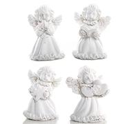 Logbuch-Verlag 4 piccoli angeli custodi bianchi, ideali come piccolo regalo per Natale, battesimo, comunione, 5 cm