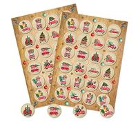 Logbuch-Verlag 48 adesivi rotondi di Natale Trucks adesivi natalizi etichette decorative auto beige rosso confezione adesivi