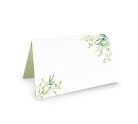Logbuch-Verlag 50 segnaposto da Personalizzare Scrivere Color Bianco Verde con rametti Fiori targhetta per Nome Decorazione da Tavolo Matrimonio Comunione
