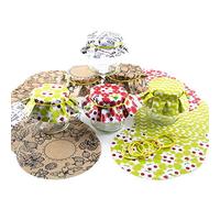 Logbuch-Verlag 6 vasetti per marmellata da 212 ml con 6 x 3 coperchi colorati per marmellate - confezione per marmellate fatte in casa