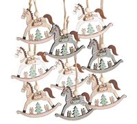 Logbuch-Verlag 9 cavalli in legno con corda, ciondolo a forma di cavallo a dondolo, colore menta naturale, 6,5 cm