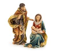 Logbuch-Verlag decorazione composta da 2 statuette a forma di presepe natalizio sacra famiglia Gesù Bambino Maria Giuseppe idea regalo natalizia Natale Avvento decorare casa simbolo cristiano 18 cm