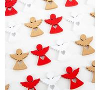 Logbuch-Verlag Decorazione da Tavolo 24 Pezzi a Forma di Angeli custodi con Cuore Marrone Chiaro Decorare tavoli Matrimonio Comunione Battesimo Decorazioni Set Legno Festa Natale Avvento