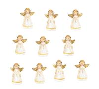 Logbuch-Verlag Mini angeli decorativi dorati, set 10 pezzi: statuine Natale piccole in resina, decorazioni natalizie casa, angioletti portafortuna eleganti per tavolo o regali, 4 cm