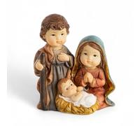 Logbuch-Verlag Mini presepe natalizio in resina, 7 cm: decorazioni Natale casa, natività con Maria Giuseppe e Gesù Bambino, statuina elegante dorata per tavolo o finestra