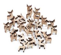 Logbuch-Verlag Mini renne decorative in legno, set 32 pezzi: decorazioni Natale naturali, figure natalizie piccole, addobbi casa rustici, elementi decorativi, oggetti natalizi tavolo, 4 cm