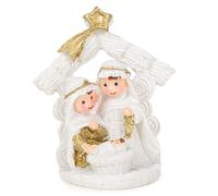 Logbuch-Verlag Piccolo presepe da tavolo 8 cm Mini presepe da appoggiare sacra famiglia figura Natale bianco oro