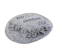 Logbuch-Verlag Pietra commemorativa "Wir misissen Dich", grigio, 11,5 x 8 x 3,5 cm, in poliresina, decorazione per luoghi commemorativi