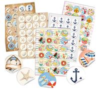 Logbuch-Verlag Set di 120 adesivi estivi per bambini, viaggi, spiaggia, vacanze, album fotografico, diario di viaggio, diametro 4 cm, decorazione costa