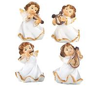 Logbuch-Verlag Set di 4 statuette decorative di angeli di Natale - Orchestra custode - 5 cm - Piccolo regalo - Bianco e dorato