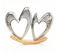Logbuch-Verlag - Statuetta a forma di cuore su base in legno, due cuori dondolanti in legno e metallo, decorazione, 19 cm, per festa della mamma, anniversario