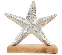 Logbuch-Verlag statuetta a forma di stella marina decorazione in metallo legno argento marrone casa al mare vacanze spiaggia idea regalo estate decorare 16 x 18 cm