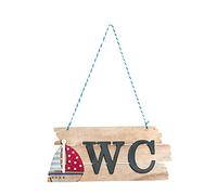 Logbuch-Verlag targhetta per WC porta bagno da appendere in legno stile marittimo toilette color marrone blu rosso bar ufficio ristorante trattoria segno 18 x 8 cm