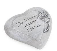 Logbuch-Verlag Trauer Herz Du lebst in unseren Herzen als Grabschmuck & Grabdeko - Decorazione anti-gelo, 11 x 10 x 4 cm, colore: Grigio