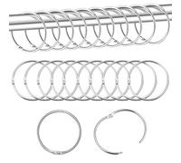 Logei Anelli per tende, 50 pezzi, in metallo, da aprire, per tenda da doccia, anelli da appendere, anelli rotondi, 50 mm, diametro interno per tenda da doccia