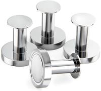 logei Calamite Ganci Senza Traccia Magneti forti 40 KG (88 Lbs) per appendere borse e cappotti, set di 4 ganci magnetici argento, magneti da frigo con supporto magnetico in stile pin per armadietti