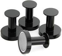 logei Calamite Ganci Senza Traccia Magneti forti 40 KG (88 Lbs) per appendere borse e cappotti, set di 4 ganci magnetici nero, magneti da frigo con supporto magnetico in stile pin per armadietti ecc.