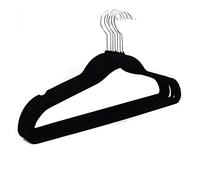 Logei® Gruccia in velluto floccato con barra per cravatte e pantaloni, antiscivolo sottile, colore nero, 50pcs