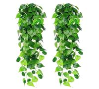 logei Pianta artificiale sospesa, 2 pezzi, artificiale da appendere, corona di edera finte, piante in plastica da appendere, edera falsa per matrimoni, giardini e decorazioni da parete