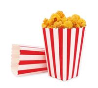 Logei Popcorn, 50 sacchetti per popcorn, rossi, piccoli contenitori per caramelle, cinema, popcorn, contenitori di carta, per feste, serate cinema, feste di compleanno (rosso e bianco a strisce)