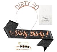 loghohu Fascia per 30° compleanno da donna Dirty Thirty Sash 30° compleanno decorazioni per donne forniture per feste di nascita