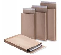 LOGIC PACK 25 Buste a Soffietto E4 (280x400x40 mm) Grandi - Buste a Sacco Kraft 130g con Fondo Rinforzato per Cataloghi Voluminosi - Chiusura con Striscia Adesiva