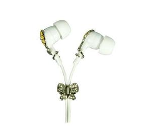 Logic3 Crystal Earphones - Flower Butterfly Intraurale Giallo